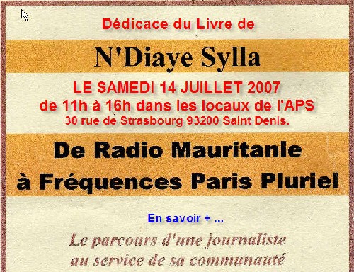 Dédicace du Livre de N'diaye Sylla: De Radio Mauritanie à Fréquence Paris Plurielle